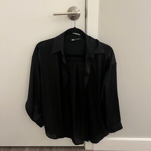 Zara Black Button-Up Blouse